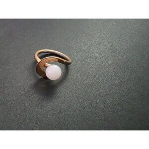 Sarah Coventry Gold-Tone Ring With White Stone & Swirl Design Adjustable